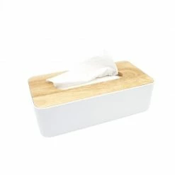 Staunton And Henry Kitchen Modern Wood And White Tissue Box