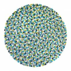 Staunton And Henry Rugs Blue & Green Felt Ball Rug