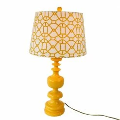 Staunton And Henry Modern Yellow Lamp & Patterned Shade