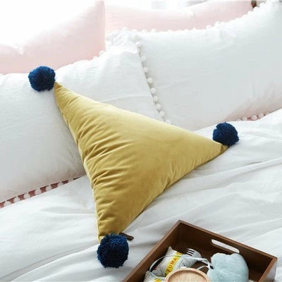 Staunton And Henry Triangle Pom Pom Cushion Home Accessories