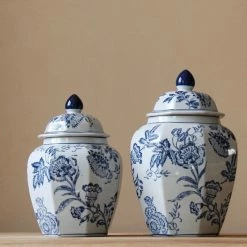 Staunton And Henry Home Accessories Blue & White Chinese Ceramic Urn