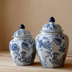 Staunton And Henry Home Accessories Blue & White Chinese Ceramic Urn