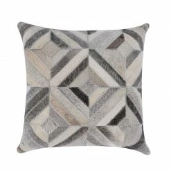 Staunton And Henry Home Accessories Cream And Grey Cowhide Throw Cushion