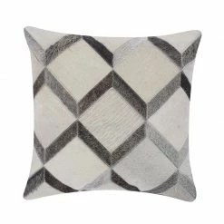 Staunton And Henry Home Accessories Cream And Grey Cowhide Throw Cushion