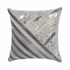 Staunton And Henry Home Accessories Cream And Grey Cowhide Throw Cushion