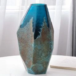 Staunton And Henry Modern Abstract Blue Glass Vase