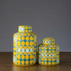 Staunton And Henry Yellow Urn Vases Home Accessories