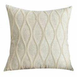 Staunton And Henry Home Accessories Embroidered Cream Linen Throw Cushion