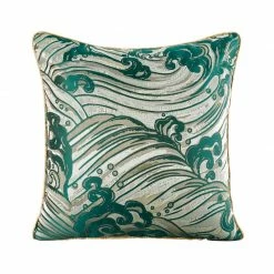 Staunton And Henry Emerald Japanese Wave Throw Cushion Home Accessories