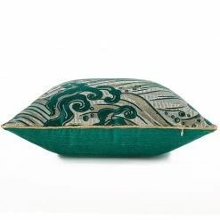 Staunton And Henry Emerald Japanese Wave Throw Cushion Home Accessories