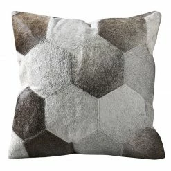 Staunton And Henry Geometric Grey Patchwork Hide Throw Cushion