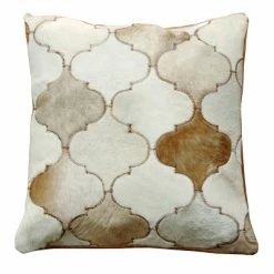 Staunton And Henry Minaret Cream And Fawn Patchwork Hide Cushion