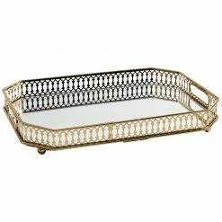 Staunton And Henry Home Accessories Vintage Gold Mirrored Tray