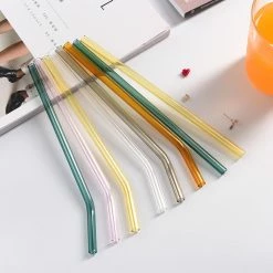 Staunton And Henry Kitchen Colored Glass Drinking Straws - Set Of 6
