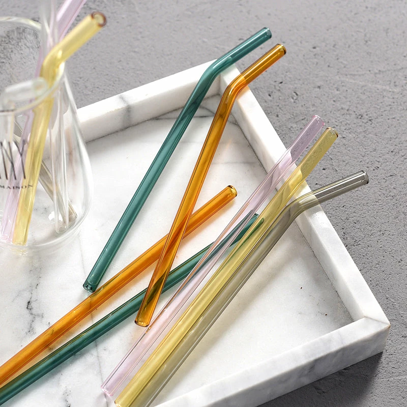 Staunton And Henry Kitchen Colored Glass Drinking Straws - Set Of 6
