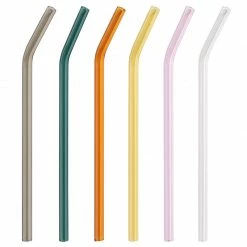 Staunton And Henry Kitchen Colored Glass Drinking Straws - Set Of 6