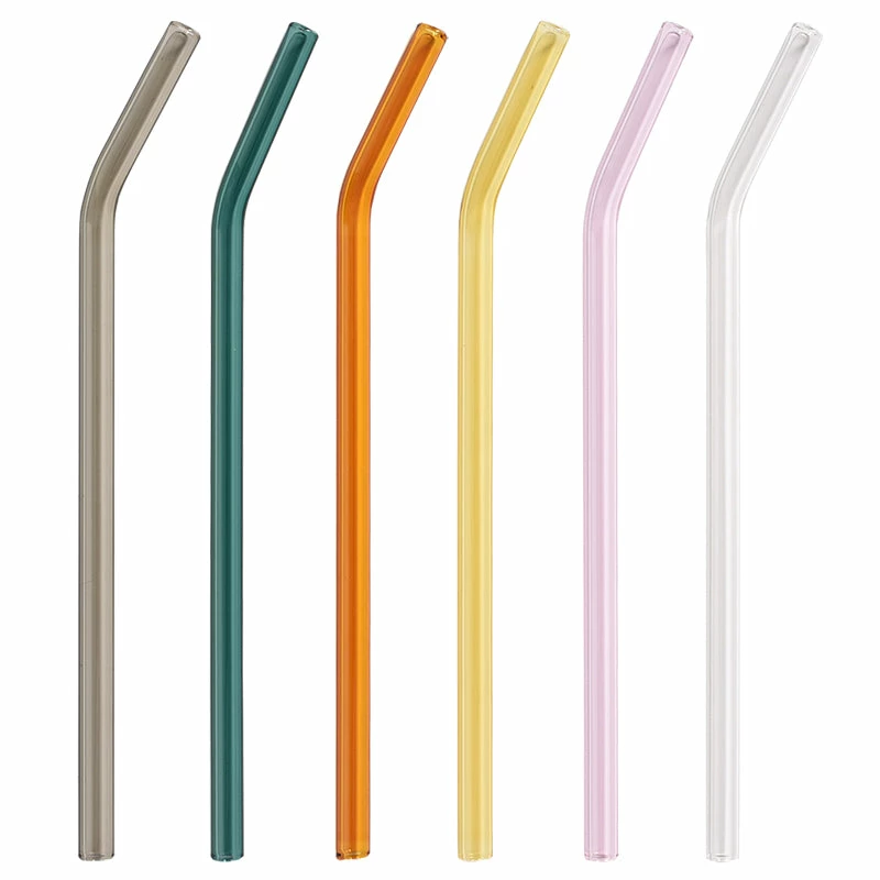 Staunton And Henry Kitchen Colored Glass Drinking Straws - Set Of 6