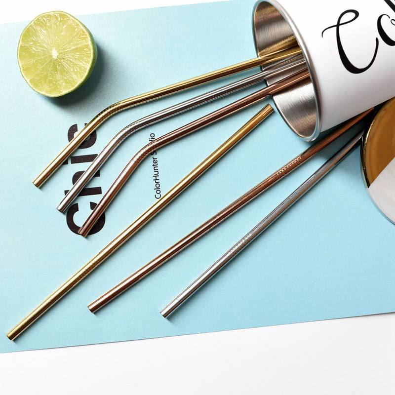 Staunton And Henry Kitchen Gold Drinking Straws - Set Of 3