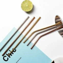 Staunton And Henry Kitchen Gold Drinking Straws - Set Of 3