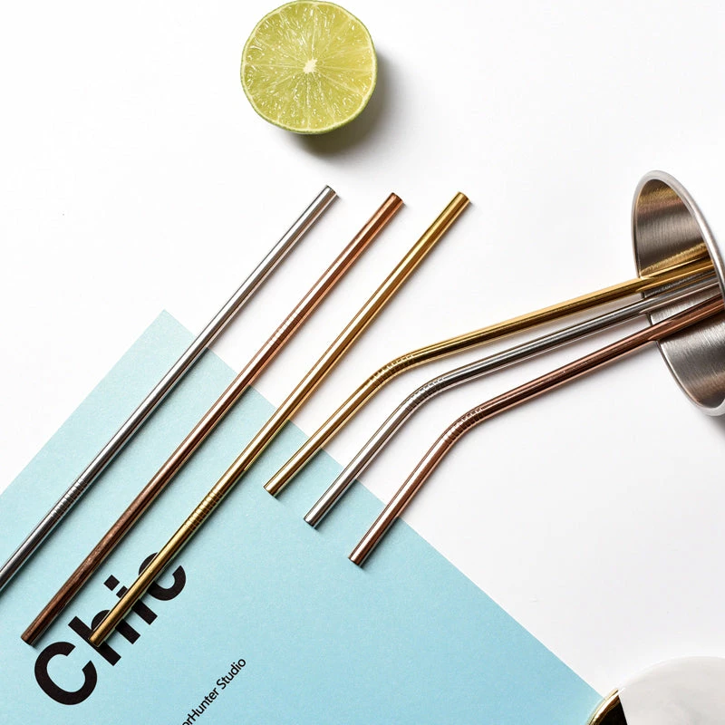 Staunton And Henry Kitchen Gold Drinking Straws - Set Of 3