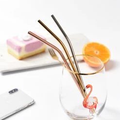 Staunton And Henry Kitchen Gold Drinking Straws - Set Of 3