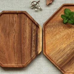 Staunton And Henry Acacia Wood Hexagon Serving Tray
