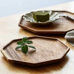 Staunton And Henry Acacia Wood Hexagon Serving Tray