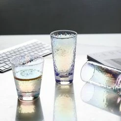Staunton And Henry Dimpled Pearlescent Glass Tumbler - Set Of 4