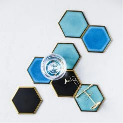 Staunton And Henry Kitchen Ceramic Hexagon Drinks Coasters - Set Of 4