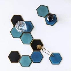 Staunton And Henry Kitchen Ceramic Hexagon Drinks Coasters - Set Of 4