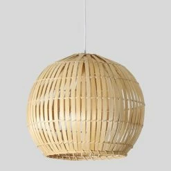 Staunton And Henry Round Japanese Bamboo Ceiling Light Lighting