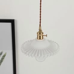 Staunton And Henry Lighting Vintage Glass And Brass Pendant Light