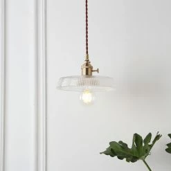 Staunton And Henry Lighting Vintage Glass And Brass Pendant Light