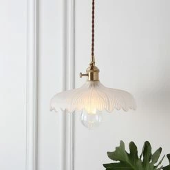 Staunton And Henry Lighting Vintage Glass And Brass Pendant Light