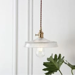 Staunton And Henry Lighting Vintage Glass And Brass Pendant Light