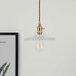 Staunton And Henry Lighting Vintage Glass And Brass Pendant Light