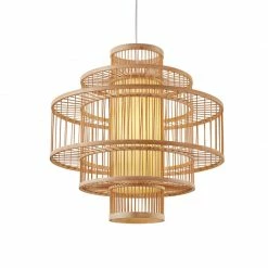 Staunton And Henry Lighting Modern Japanese Bamboo Cage Chandelier
