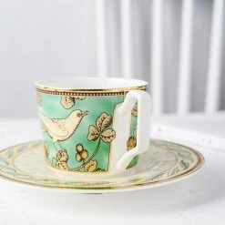 Staunton And Henry Persian Green And Gold Tea Cup And Saucer - Set Of 2 Kitchen