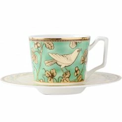 Staunton And Henry Persian Green And Gold Tea Cup And Saucer - Set Of 2 Kitchen