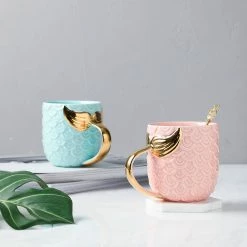 Staunton And Henry Pastel And Gold Mermaid Coffee Mug
