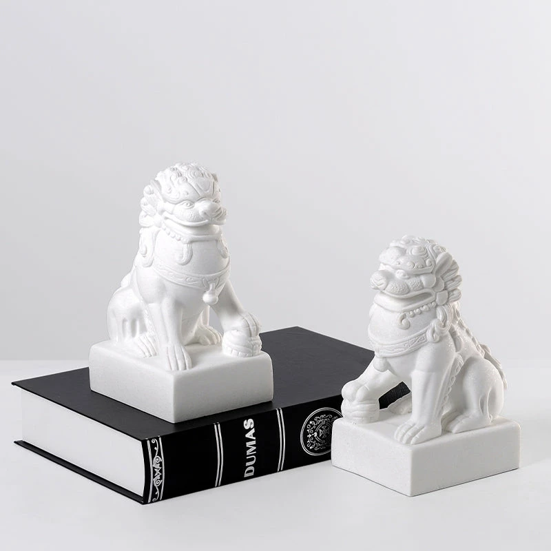 Staunton And Henry White Foo Dogs - Set Of 2