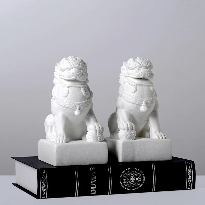 Staunton And Henry White Foo Dogs - Set Of 2
