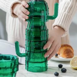 Staunton And Henry Green Cactus Glasses - Set Of 6 Kitchen