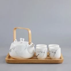 Staunton And Henry Kitchen Japanese White Marble Pattern Tea Set