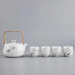 Staunton And Henry Kitchen Japanese White Marble Pattern Tea Set