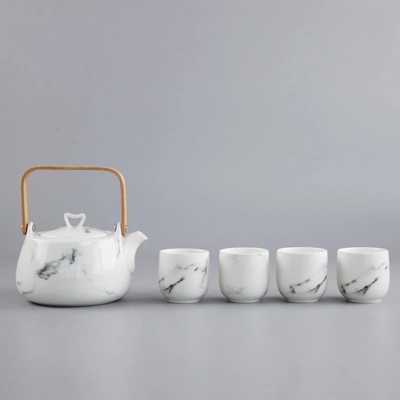 Staunton And Henry Kitchen Japanese White Marble Pattern Tea Set