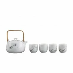 Staunton And Henry Kitchen Japanese White Marble Pattern Tea Set