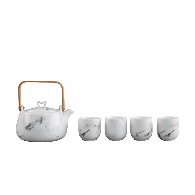 Staunton And Henry Kitchen Japanese White Marble Pattern Tea Set
