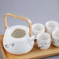 Staunton And Henry Kitchen Japanese White Marble Pattern Tea Set