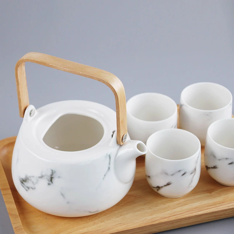 Staunton And Henry Kitchen Japanese White Marble Pattern Tea Set